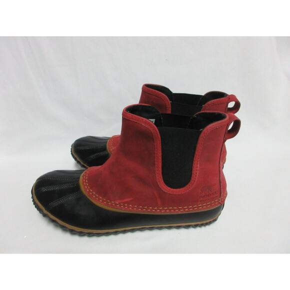 Sorel Out N About Rain Boots Women's Size 10 Red Suede Slip Ons - Picture 4 of 7